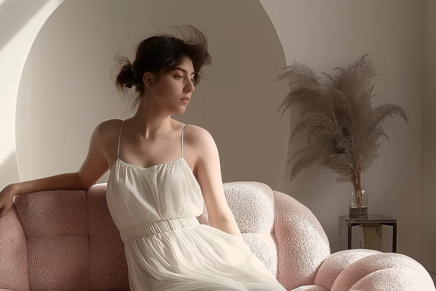 pale pink sofa
