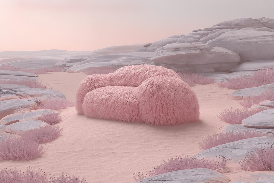 small pink sofa