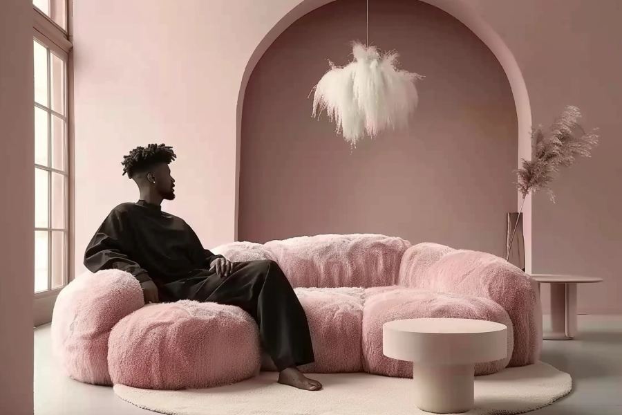 pink sofa chair