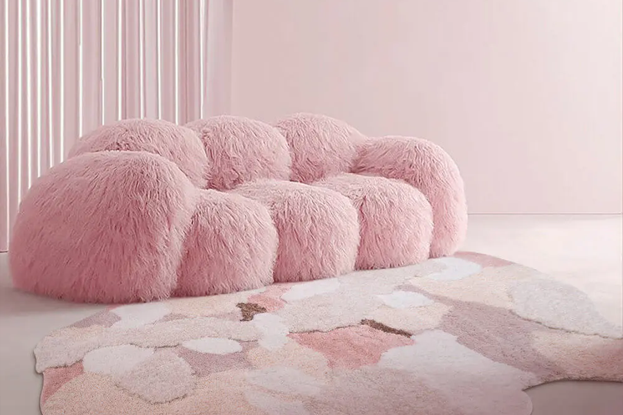blush pink sofa