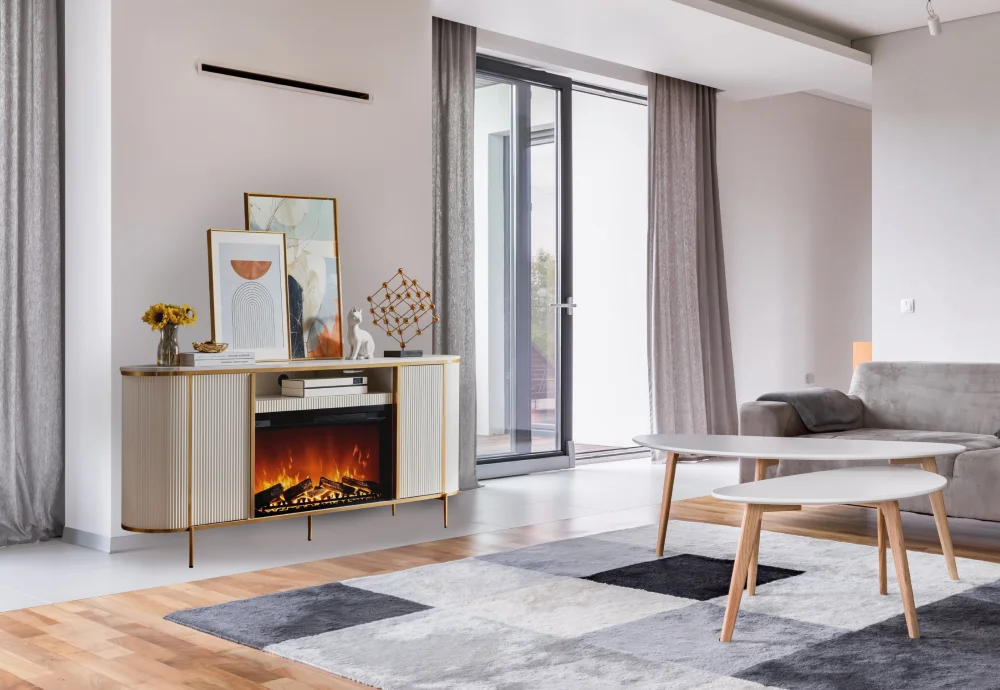console with electric fireplace